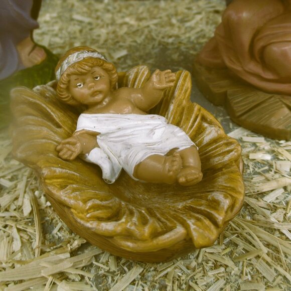 8 Pc Nativity Set 7 Figures (3 are Fontanini Made In Italy )Detailed Wooden Sta - Picture 4 of 13